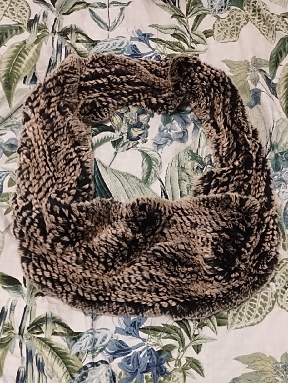 Annabelle Authentic Fur Infinity Scarf in Brown and Black